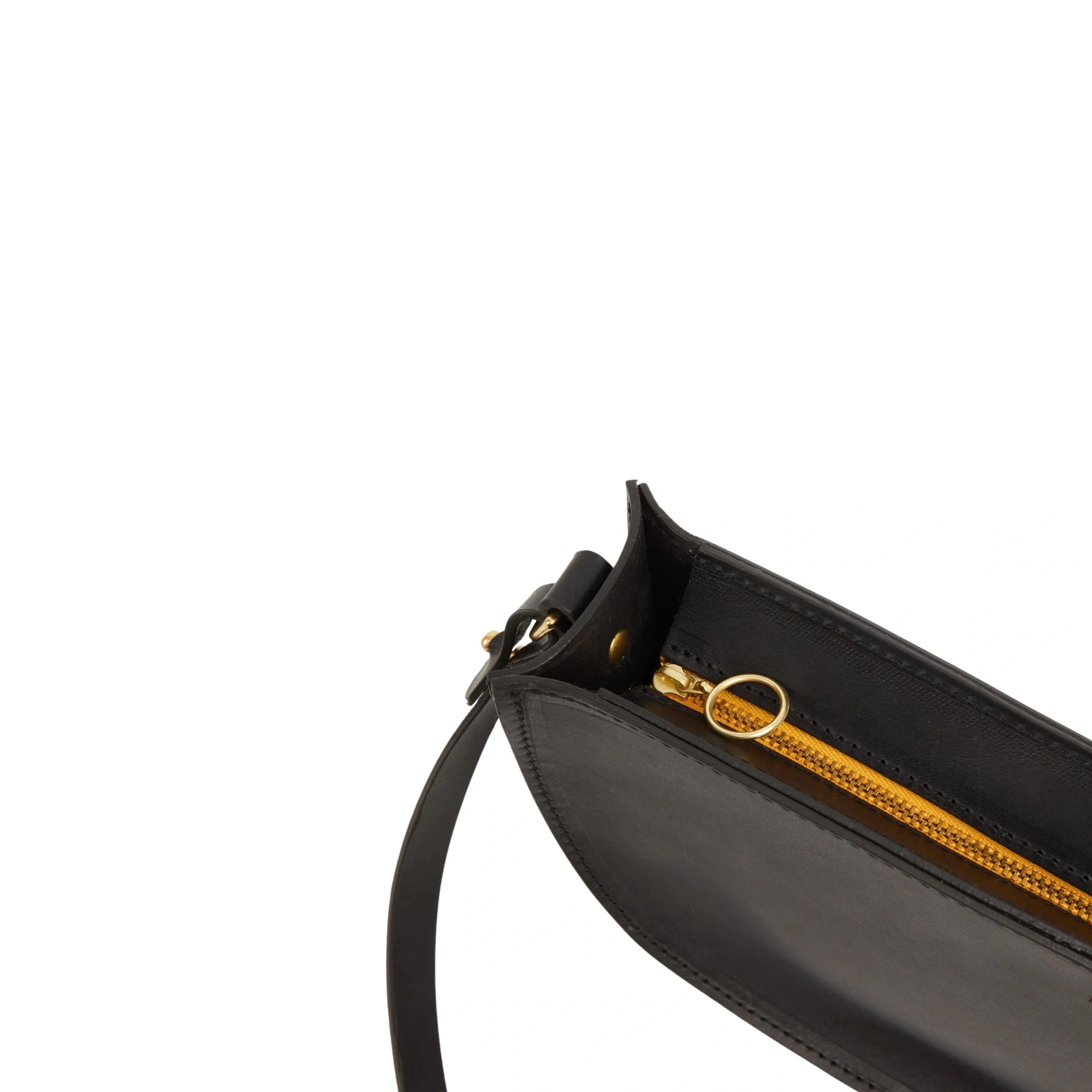 Large Half Moon Leather Bag - Black