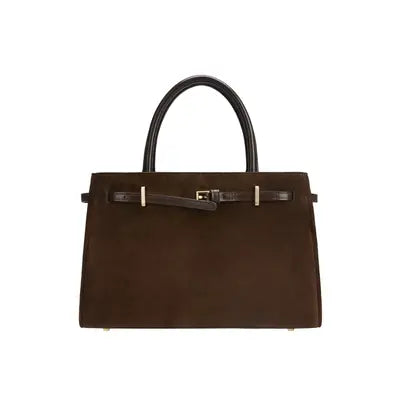 Espresso Suede Mini Book Tote Bag
