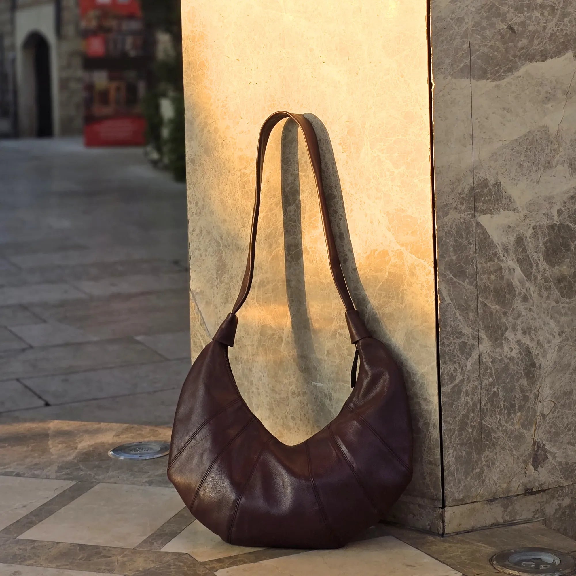 Medium Croissant Bag in Burgundy