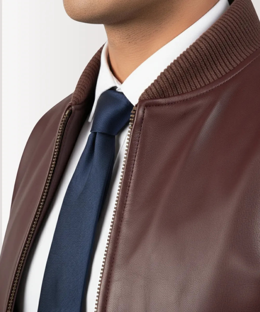 Levant Heritage Mens Burgundy Leather Jacket