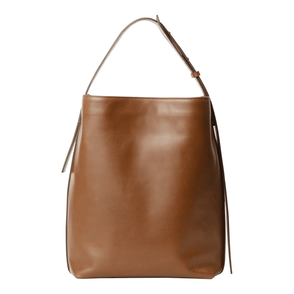 Signature Caramel Bucket Tote Bag (Medium Brown)