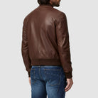 Men’s Brown Leather Bomber Jacket