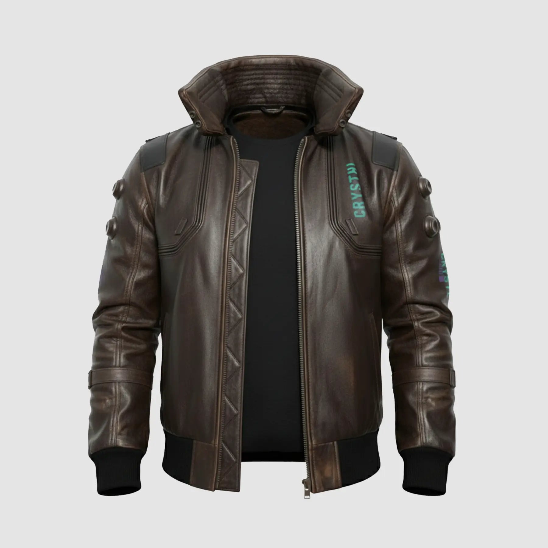 Men’s Cyberpunk Samurai Jacket in Brown – Premium Bomber Style