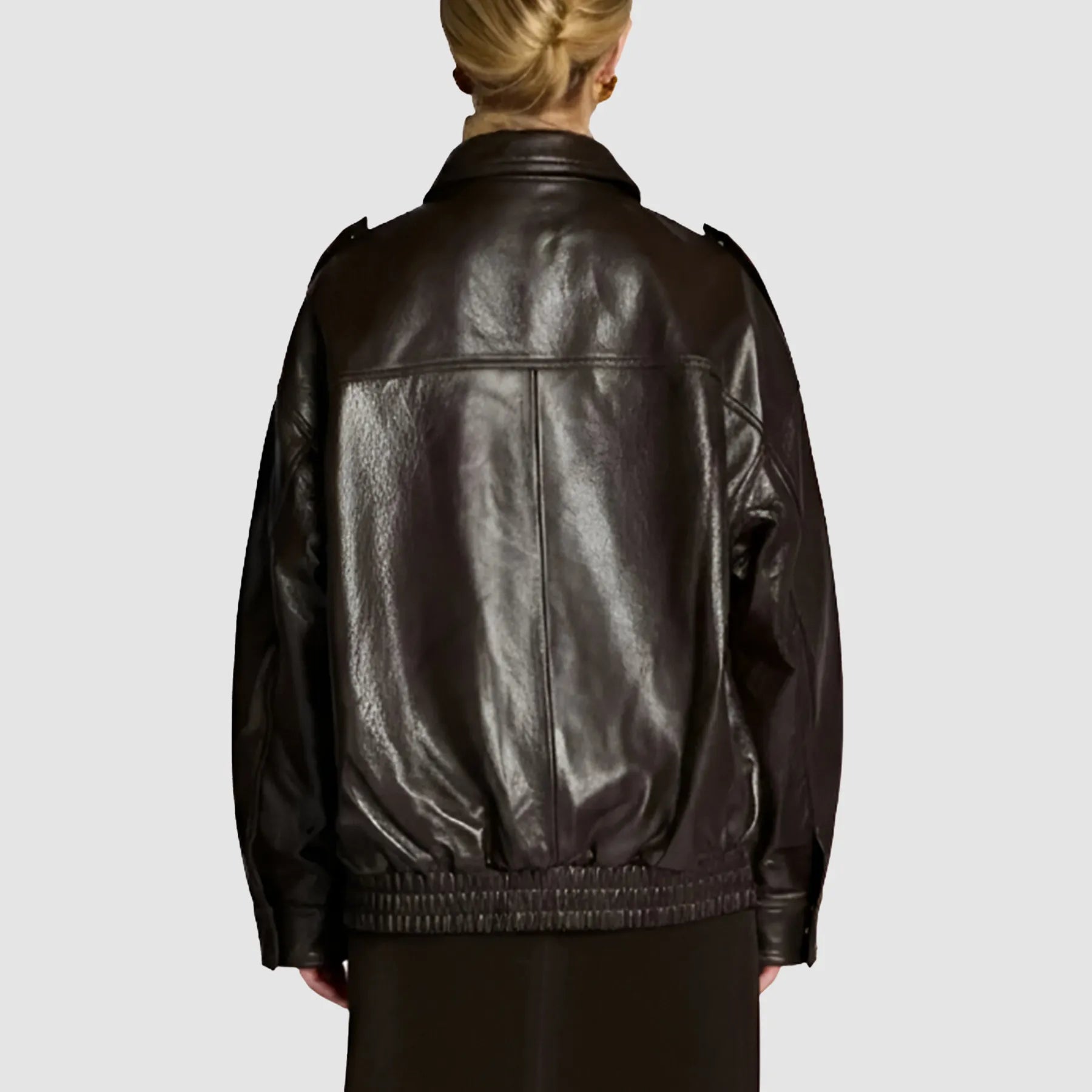 Brown Vintage Leather Bomber Jacket For Women