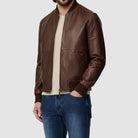 Men’s Brown Leather Bomber Jacket