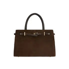 Espresso Suede Mini Book Tote Bag