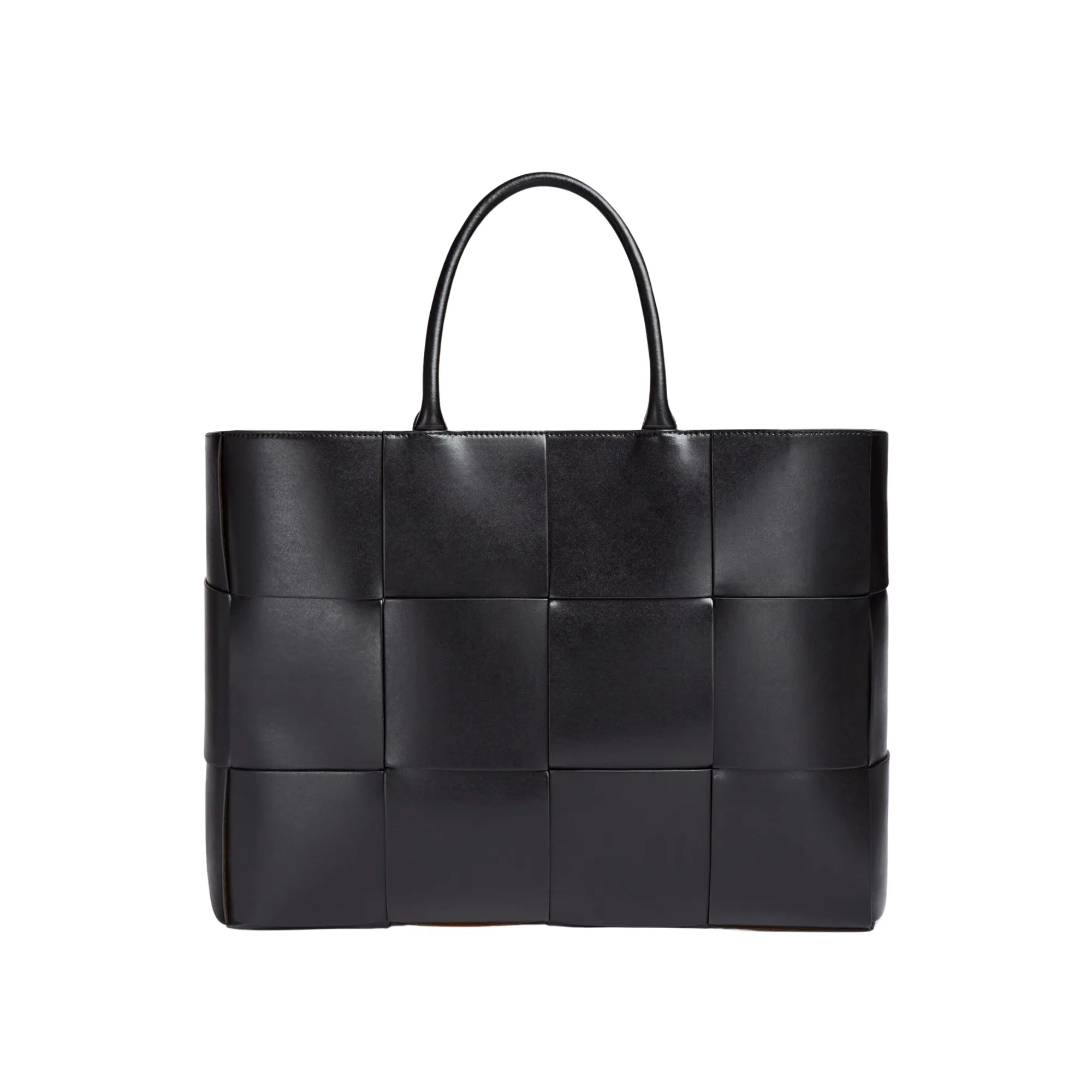 Large Arco Tote Woven leather Bag in Nero