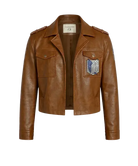 Attack on Titan Jacket for Men – Brown Leather Bomber Style