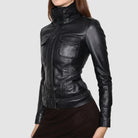 Y2K Black Leather Moto Jacket
