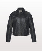 Mens Vintage Distressed Leather Jacket - Jet Black