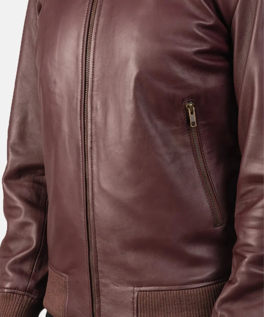 Levant Heritage Mens Burgundy Leather Jacket
