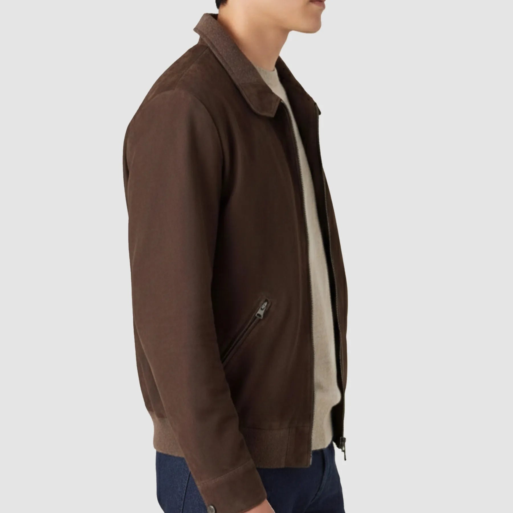 Classic Bomber Jacket Goatskin Suede Leather