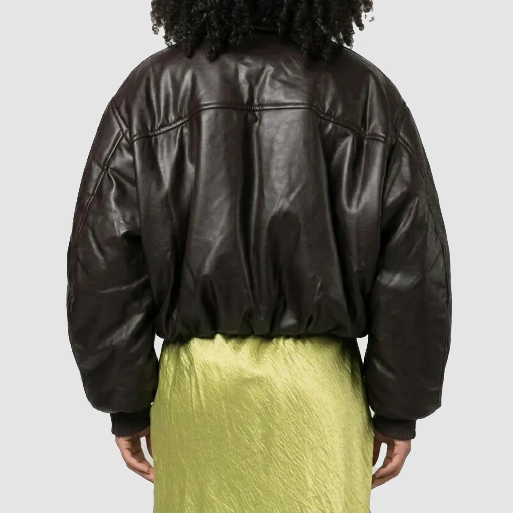 Molly Mae Hague Brown Leather Bomber Jacket