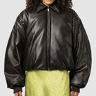 Molly Mae Hague Brown Leather Bomber Jacket