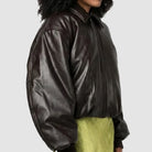Molly Mae Hague Brown Leather Bomber Jacket