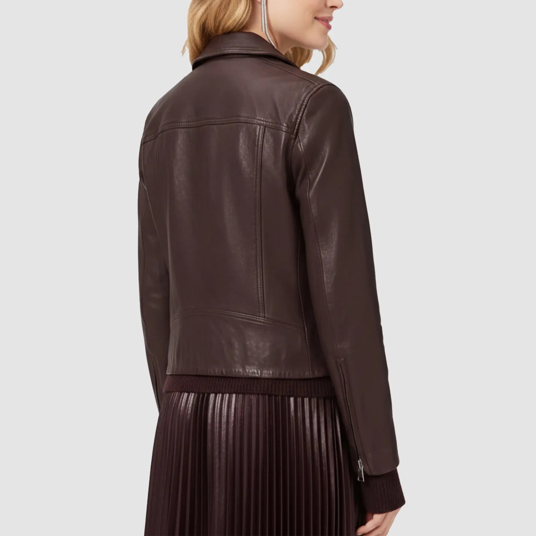 Women’s Oxblood Leather Biker Jacket