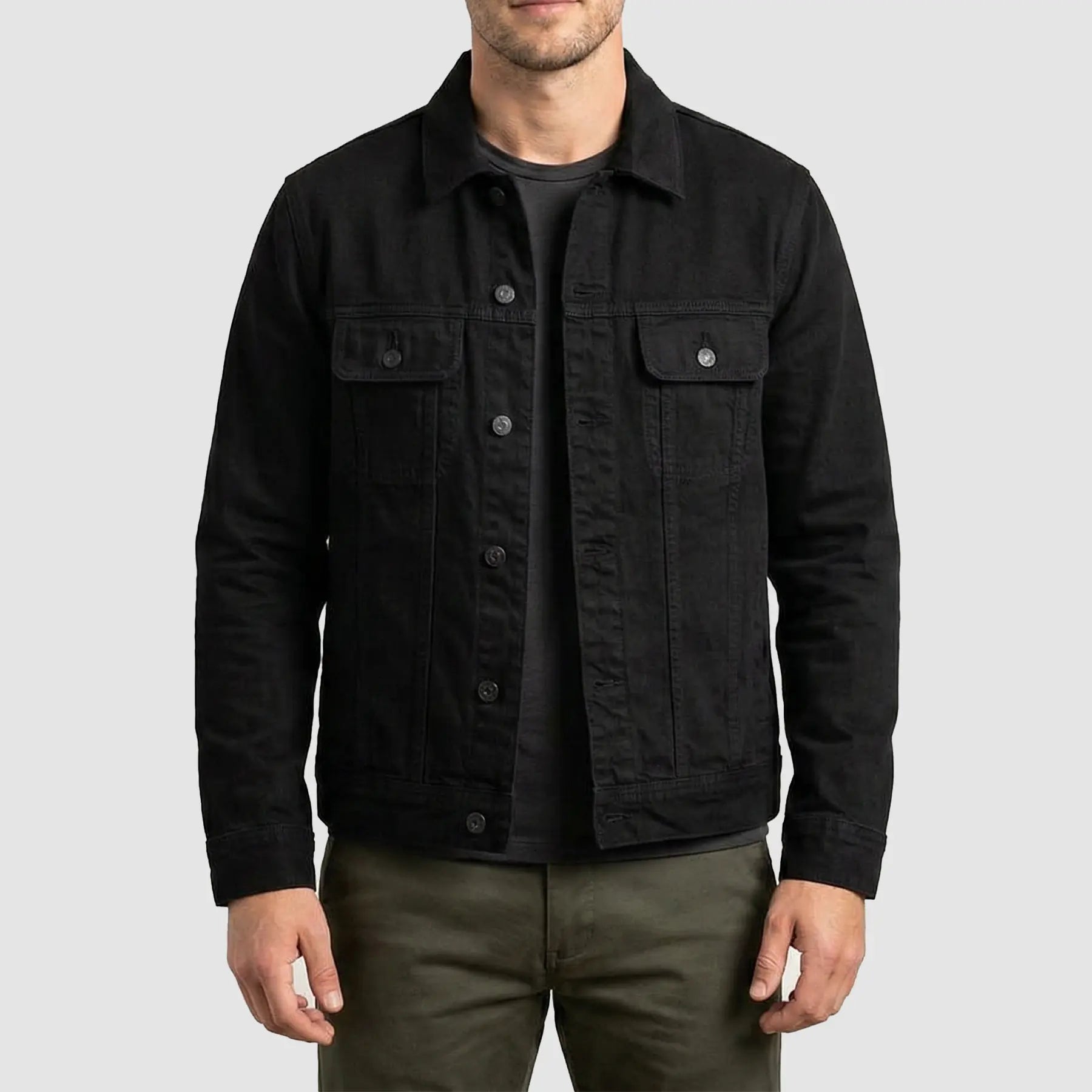 Men's Denim Trucker Jacket – Classic Black