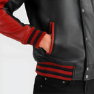Men’s Black and Red Leather Varsity Jacket