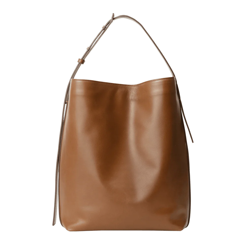 Signature Caramel Bucket Tote Bag (Medium Brown)